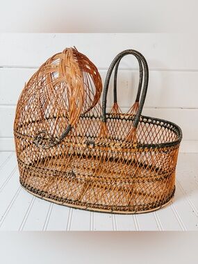 Vintage Wicker Doll Basket Moses Basket Doll Bassinet